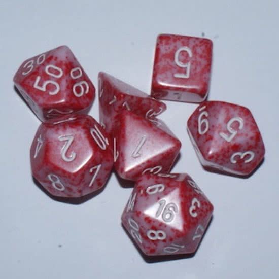 Thumbnail van een extra afbeelding van het spel 7-delige Polydice / dobbelstenen Set voor Dungeons & Dragons |Frosted Red White