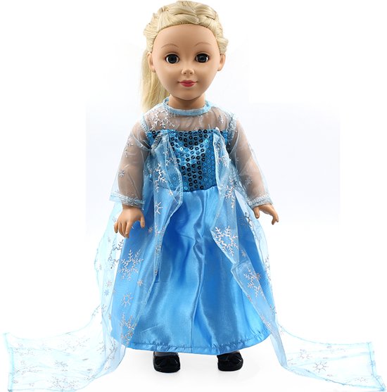 Prinses Elsa jurk voor pop zoals Baby Born of andere poppen met lengte van circa 43 CM - Prinsessen jurkje