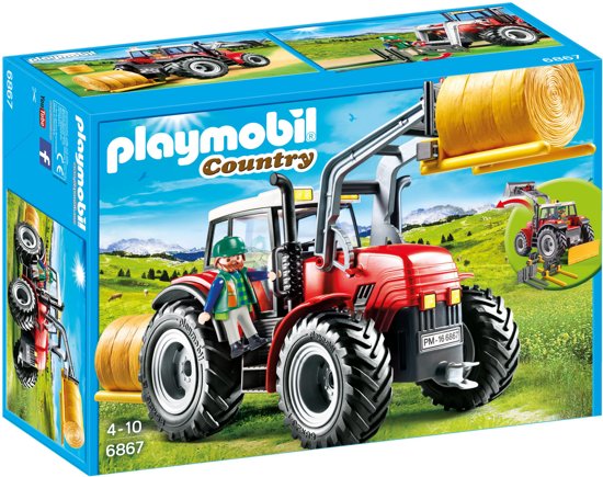 PLAYMOBIL Grote rode tractor met werktuigen - 6867