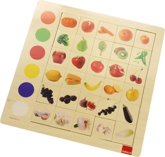 Thumbnail van een extra afbeelding van het spel Houten puzzel fruit Kleuren leren kennen