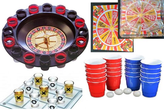 Thumbnail van een extra afbeelding van het spel Drankspel set Drinking Roulette, Beer Pong, Spinner Drink, Boter/Kaas/Eieren