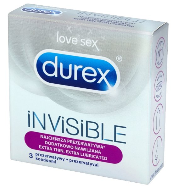 Durex Invisible Extra Lubricated - 3 stuks
