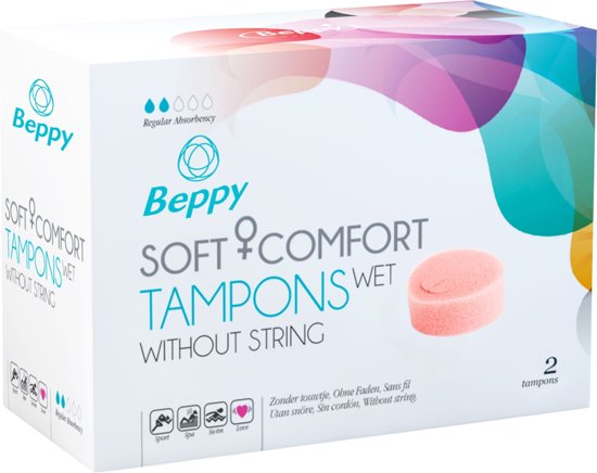 Foto van Beppy Soft + Comfort Tampons Wet - 2 stuks - Tampons