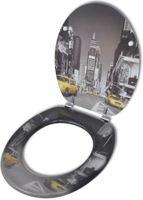 vidaXL Toiletbril van MDF met New York dessin