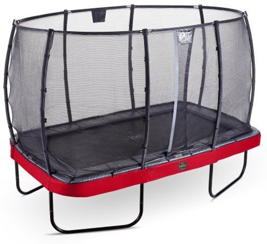 EXIT Elegant trampoline 244x427cm met veiligheidsnet Deluxe - rood