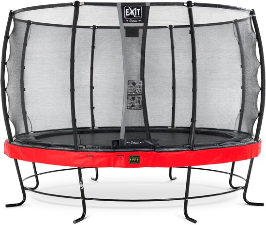 EXIT Elegant Premium trampoline ø366cm met veiligheidsnet Deluxe - rood
