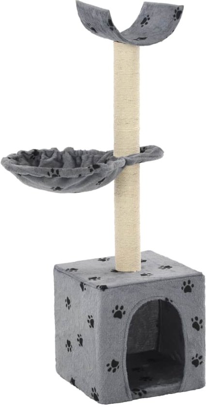 vidaXL Kattenkrabpaal met sisal krabpalen 105 cm pootafdrukken grijs