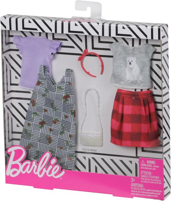 Barbie Kledingsetje Ruiten- en Natuurmotief - Set van 2 Outfits