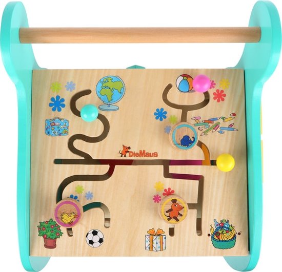 Loopwagen hout met activiteiten (baby walker) - Olifant en de muis - Houten speelgoed vanaf 1 jaar