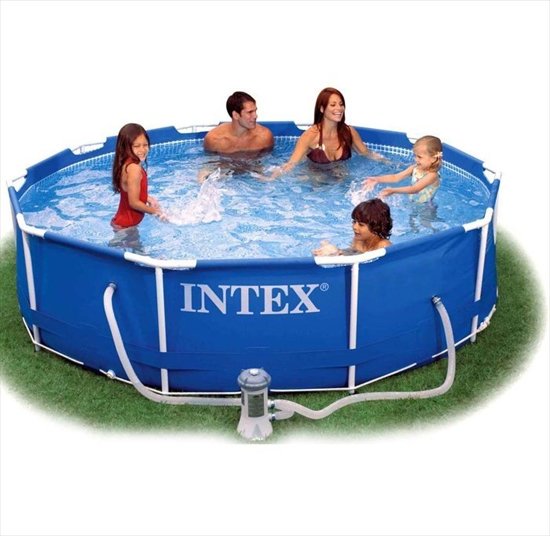 Intex Metal Frame zwembad 305 x 76 cm met 12-Volt filterpomp (met reparatiesetje)