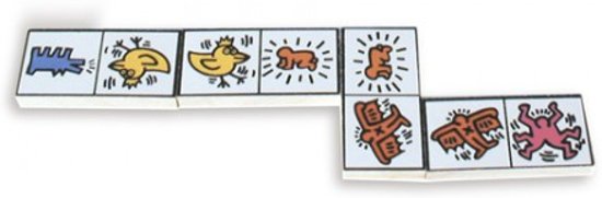 Thumbnail van een extra afbeelding van het spel Houten Keith Haring domino spel - collectors item