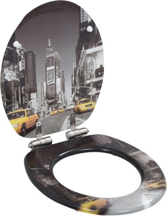 vidaXL Toiletbrillen 2 st met soft-close deksels MDF New York ontwerp