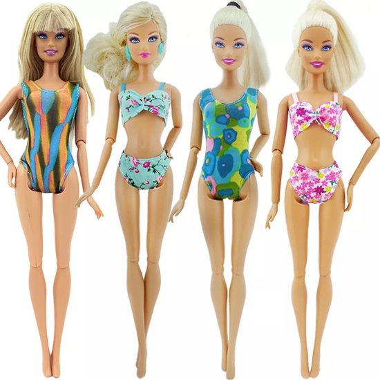 Poppenkleertjes - geschikt voor Barbie - set van 5 badkleding items - zwemkleding - badpak - bikini - zomer