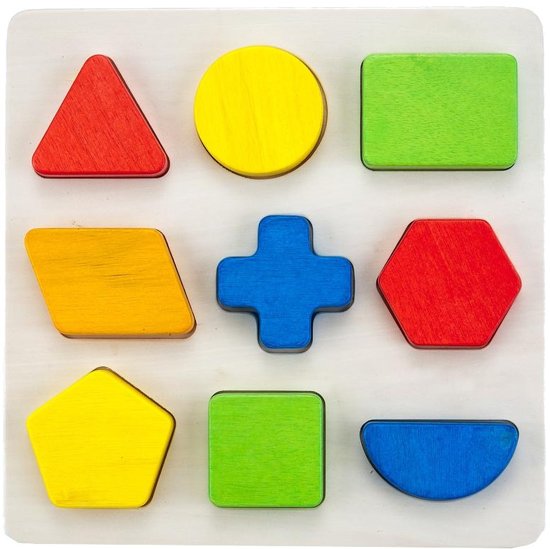Afbeelding van het spel Sorteerbord geometrisch 9 vormen - rubberhout
