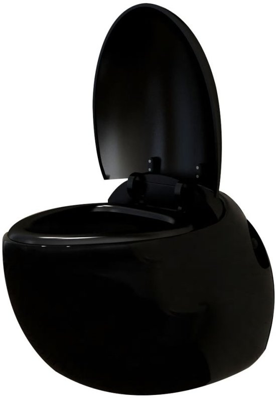 vidaXL Wandtoilet met ei-design exclusief inbouwreservoir zwart