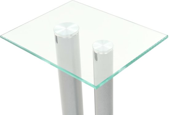 vidaXL Speakerstandaarden zuil-ontwerp gehard glas zilver 2 st