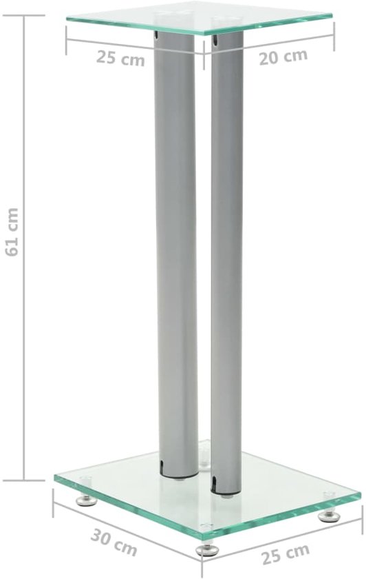 vidaXL Speakerstandaarden zuil-ontwerp gehard glas zilver 2 st