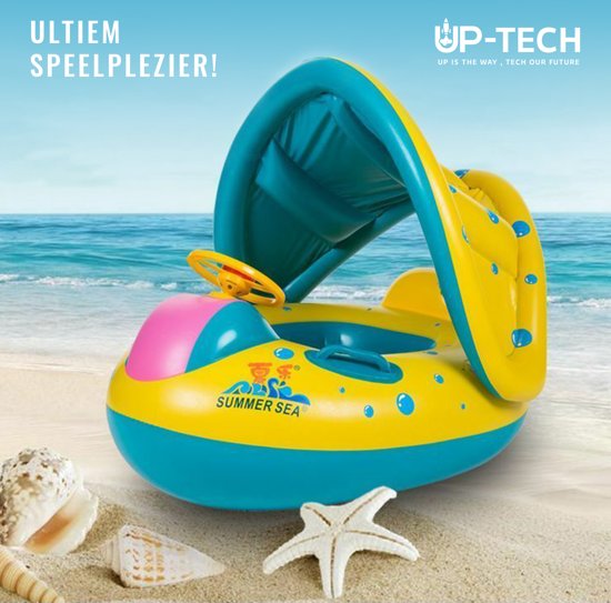 Mini Baby Float - Veilige Baby Zwemband – Top Kwaliteit - Water Speelgoed – Opblaasbaar - Vakantie Gadget – Zwembad – Kinderen – Zee – Bescherming - Zwemring – Luchtbed – Plezier - Inclusief Dak