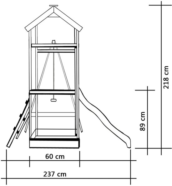 vidaXL Speelhuis met glijbaan, ladders en schommel 242x237x218 cm hout