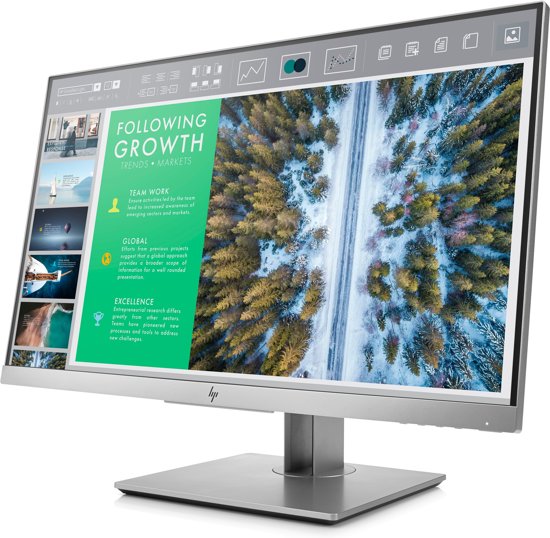HP EliteDisplay E243 23.8'' Full HD LED Flat Zwart, Zilver computer monitor