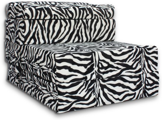 Logeermatras - camping matras - reismatras - opvouwbaar matras - 70 x 200 x 15 met kussen Zebra Design