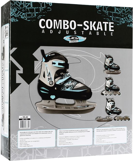 Nijdam Junior Skate/Schaats Combo - Semi-Softboot - Zwart - Maat 31-34