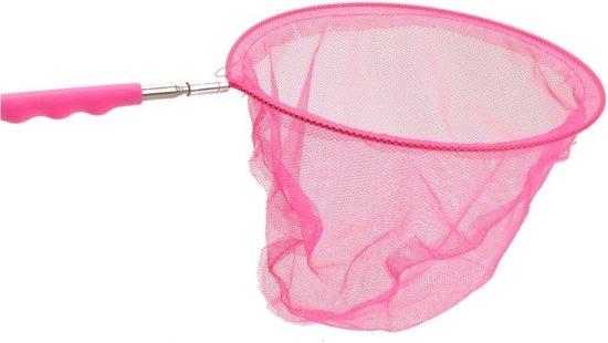 Roze uitschuifbaar visnet/vlindernet 36 cm - Visnetje/schepnetje/vlindernetje - Buiten speelgoed