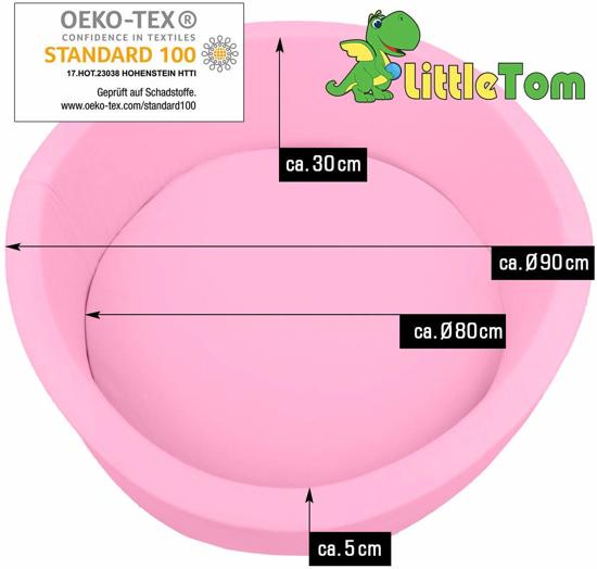 LittleTom – Knuffelig Ballenbak met 350 Babyballen – Set vanaf 0 Jaar – 90 x 30 cm – Ballenbad in Roze – Ø 5,5 cm Ballen in Pink, Wit & Grijs