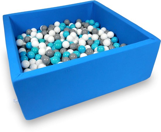 Ballenbak - 600 ballen - 110 x 110 cm - ballenbad - vierkant blauw