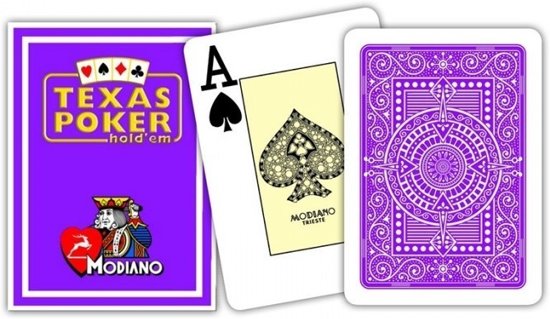 Afbeelding van het spel MODIANO CARDS TEXAS CARDS Paars 100% PLASTIC JUMBO INDEX PLAYING CARDS