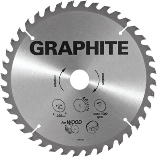 GRAPHITE Cirkelzaagblad 250 mm, 100 tands, Aluminium