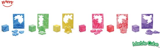 Thumbnail van een extra afbeelding van het spel Happy Marble Cube - 6-pack cube brain teasers