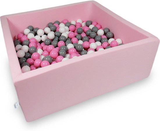 Ballenbak - 600 ballen - 110 x 110 cm - ballenbad - vierkant roze