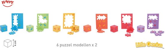 Thumbnail van een extra afbeelding van het spel HAPPY Little Genius Display - 12 kubus puzzels