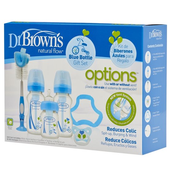 Dr. Brown's Giftset Brede halsfles blauw