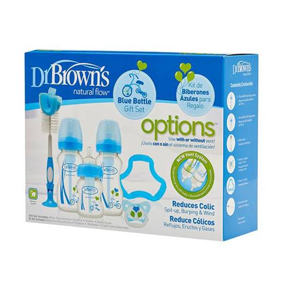 Dr. Brown's Giftset Brede halsfles blauw