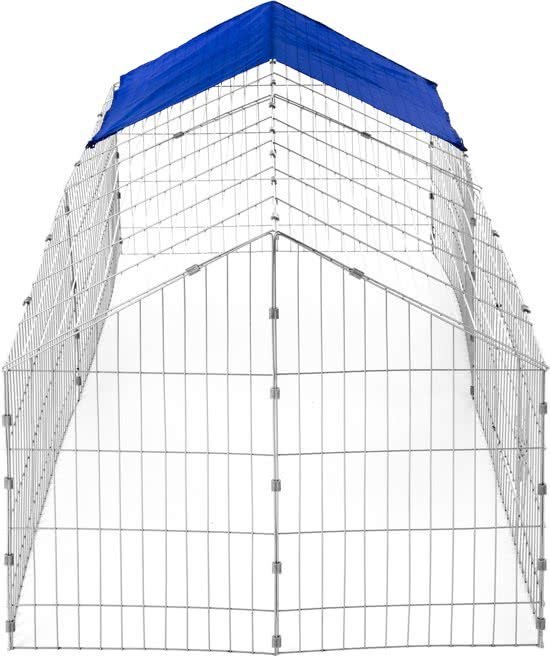 Maxx - Konijnenren - Konijnenhok met zonnescherm blauw 220x85x103cm