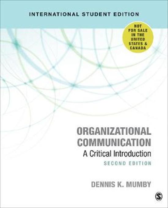 Summary Organizational Communication (2nd edition) Mumby & Kuhn CM1014