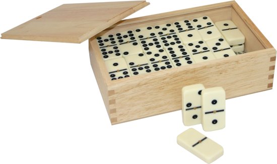 Afbeelding van het spel Domino Dubbel 9 - in luxe rubberhout kist (met spinner)