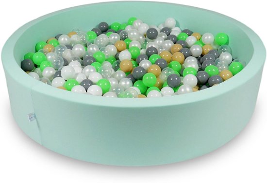 Ballenbak - 600 ballen - 130 x 30 cm - ballenbad - rond mint groen