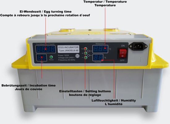 Broedmachine met keersysteem voor 48 eieren. DiekoJN48