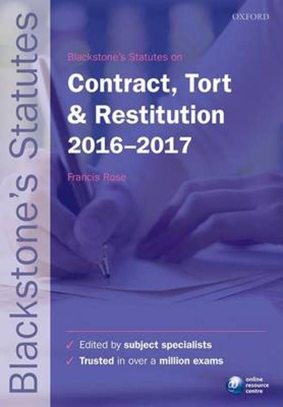 Blackstone's Statutes on Contract, Tort & Restitution 2016-2017