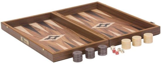 Afbeelding van het spel Walnoot Backgammon Set- 3 kgs. 47 x 50 x 7 cm.