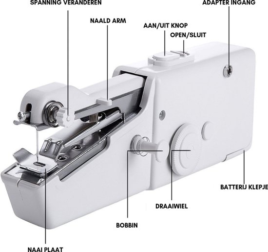 TECHSHARK Mini Handnaaimachine | Draadloos en Compact | Inclusief Garen | Reis Naaimachine