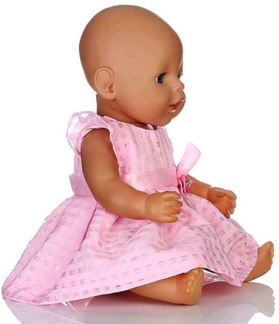 Poppenkleertjes voor poppen zoals Baby born pop (max 43 cm) - Roze jurkje met strik en roosje