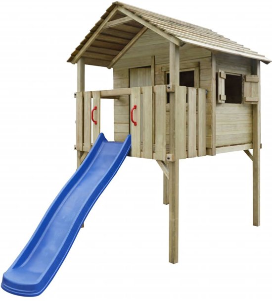 vidaXL Speelhuis met ladder en glijbaan 360x255x295 cm hout