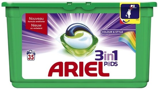 Foto van Ariel 3in1 PODS Colour & Style - Kwartaalbox 140 Wasbeurten - Wasmiddel Capsules