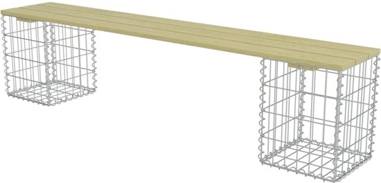 vidaXL Gabion bank 180 cm gegalvaniseerd staal en FSC grenenhout