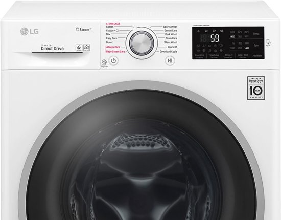 LG F4J7TY1W wasmachine Vrijstaand Voorbelading Wit 8 kg 1400 RPM A+++-40%