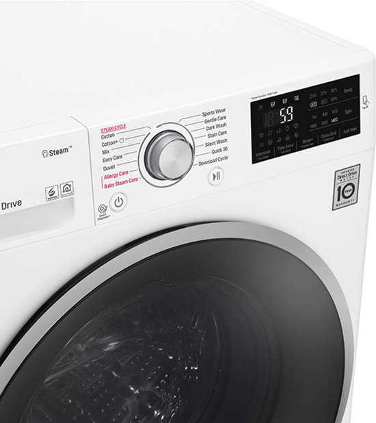 LG F4J7TY1W wasmachine Vrijstaand Voorbelading Wit 8 kg 1400 RPM A+++-40%